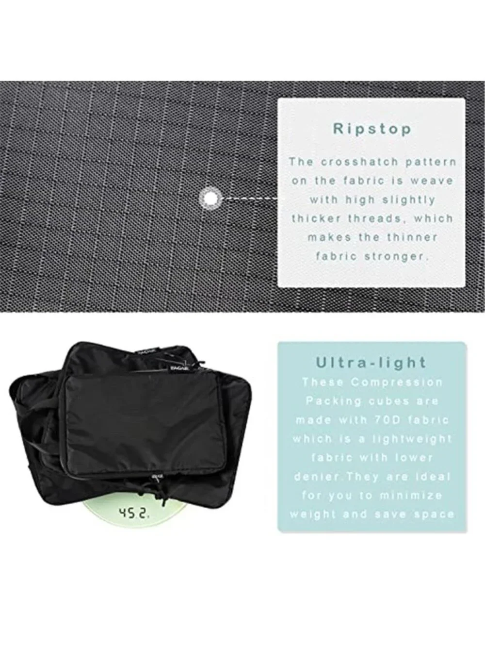 Compression Packing Cubes Travel Organizer Set Luggage Suitcase Storage Bags